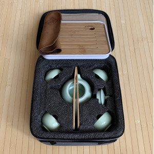 Дорожный набор чайной посуды с чабанью светло-бирюзовый